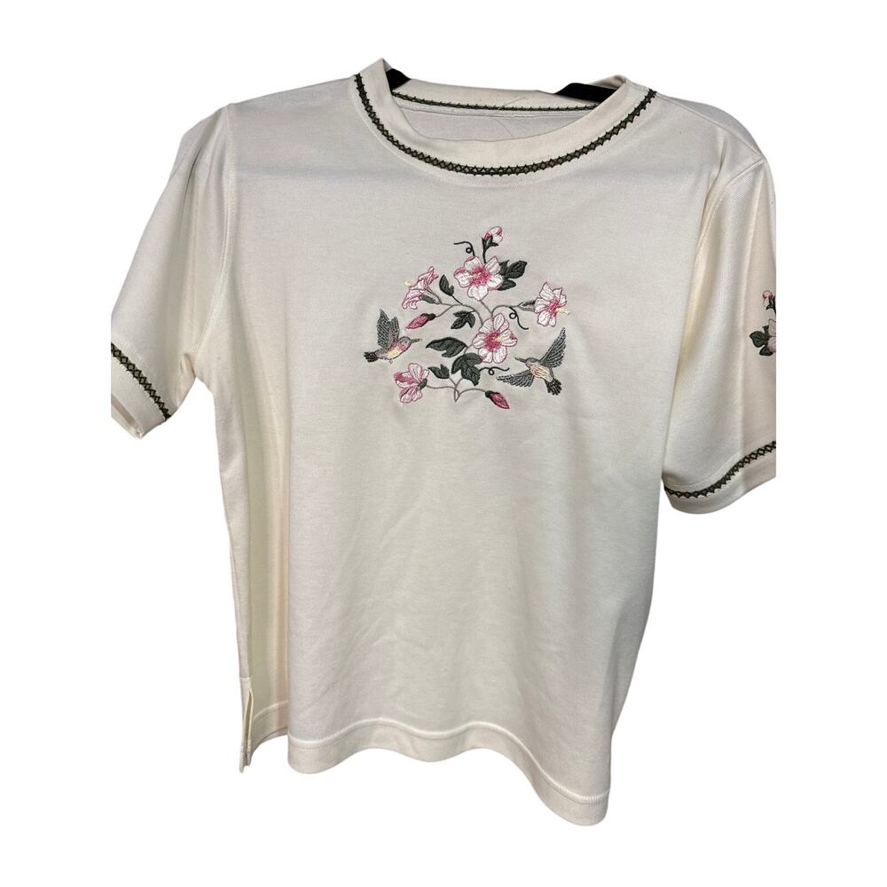 Iridescent Vintage Hummingbird Embroidered Shirt